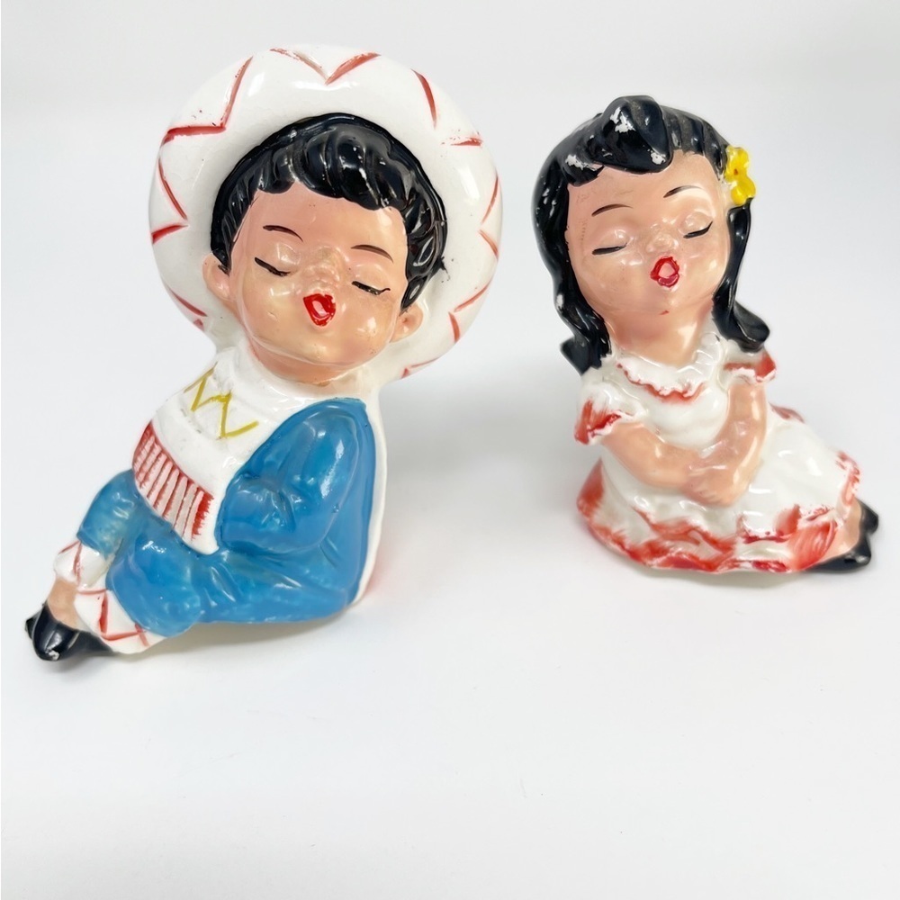 Vintage Mexican Couple Ceramic Salt & Pepper Shakers Marked Japan